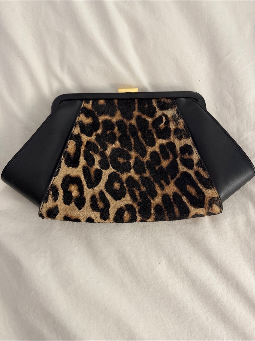 Authentic Zac Posen Leopard Print and Black Clutch Handbag